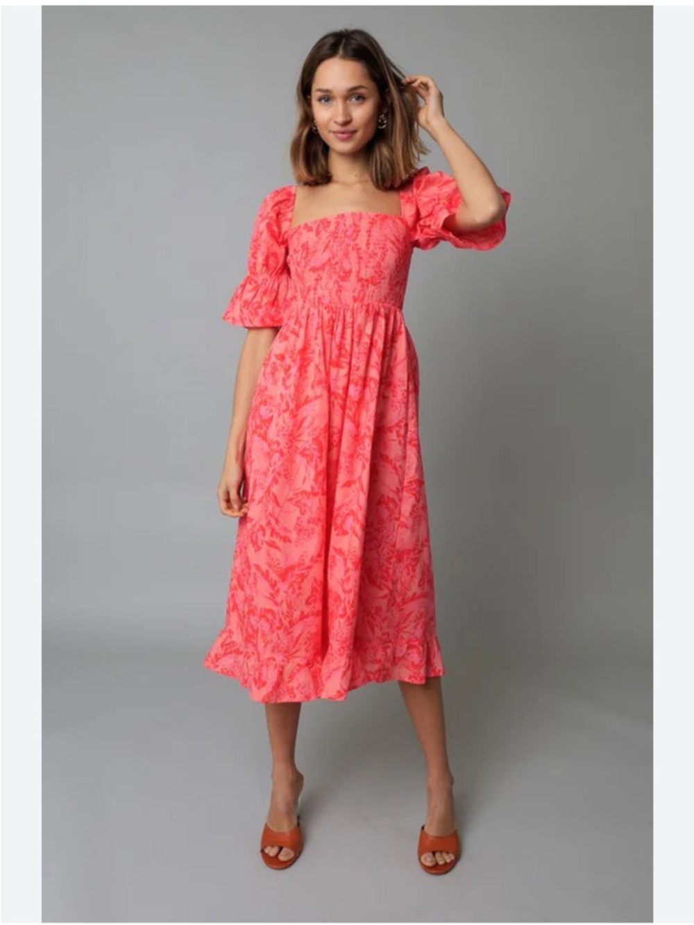 Olivaceous Pink Smocked Midi Dress Size‎ Small NWT